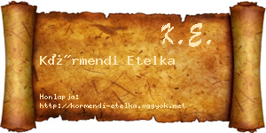 Körmendi Etelka névjegykártya